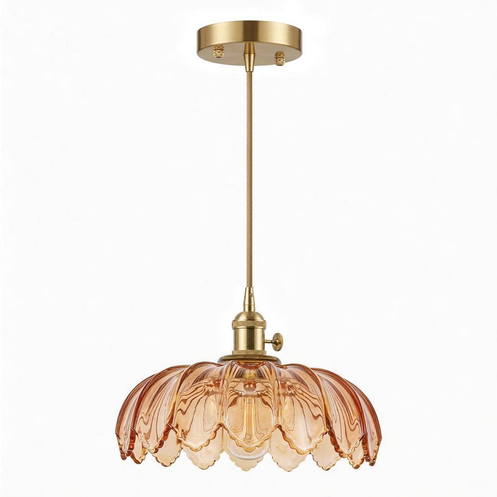 10 in. 1-Light Bowl Gold Metal & Glass Pendant Light for 110V with Standard Operation price history on PriceWatchPro