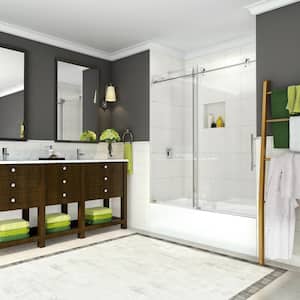 Coraline 56 - 60 in. x 60 in. Completely Frameless Sliding Tub Door in Polished Chrome