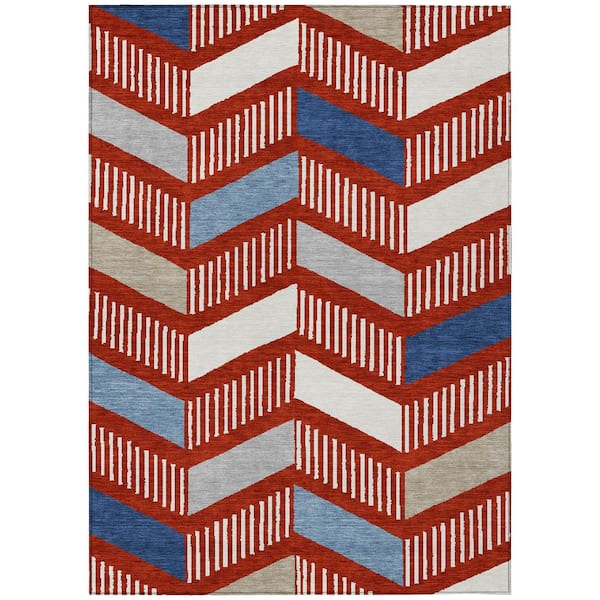 Chantille Machine Washable Indoor/Outdoor Abstract ACN2911 Red 5 ft. x 7 ft. 6 in. Area Rug