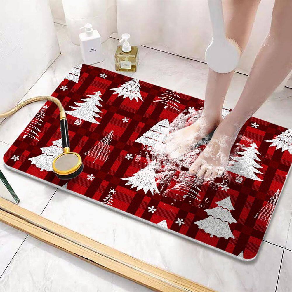 36 in. L x 18 in. W x 0.4 in. H Rectangular Christmas Decoration Non Slip Shower Mat for Textured Surface in Dark Red price history on PriceWatchPro