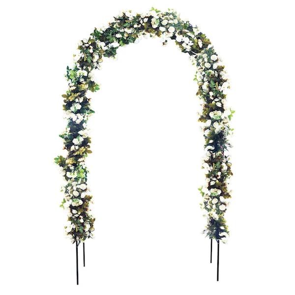 Metal Garden Arch Arbor with Doors, Garden Arbor Trellis for Climbing Plants, Outdoor Wedding Arch – Black
