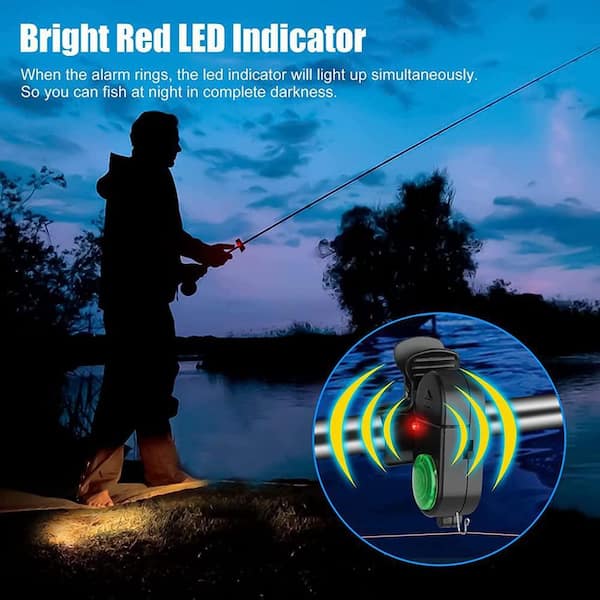 electronic fishing bite alarm led pole TSV 4 x with 10 Spare Batteries for Fish : Sports & Outdoors Fishing Light Fishing Rod Bite