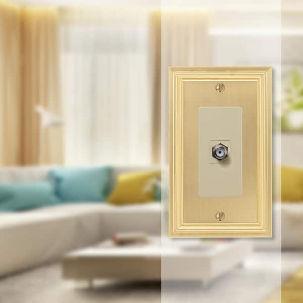 Hallcrest 1 Gang Coax Metal Wall Plate - Satin Brass
