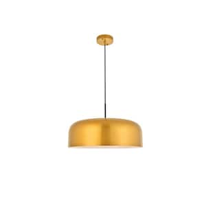 Timeless Home 19.3 in. 1-Light Satin Gold and Black Pendant Light, Bulbs Not Included