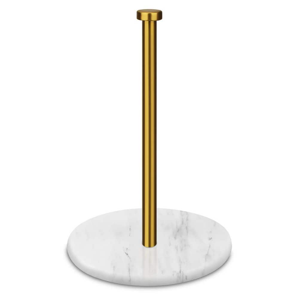 Paper Towel Holder Countertop with 7 in Weighted White Marble Base, Brushed Gold Stainless Steel Stand price history on PriceWatchPro