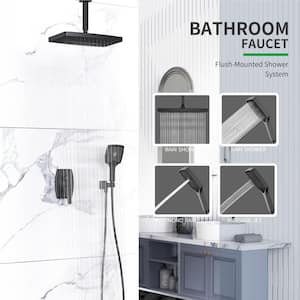 3 Spray Patterns Shower Collection 10 in. Wall Mounted Shower Head with Hand Shower, 1.8 GPM in Matte Black