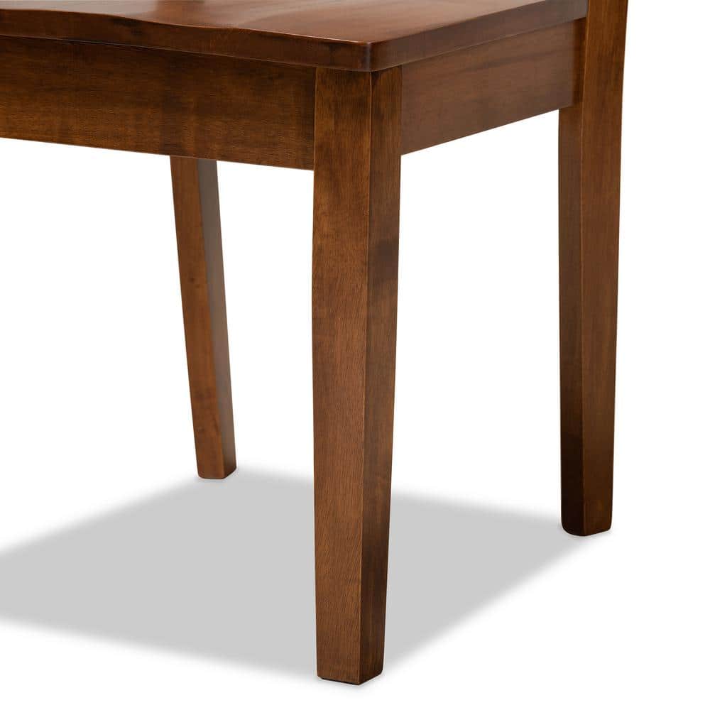 Walnut Brown Finished Wood 5-Piece Dining Set with Geometric Cut Out Chairs