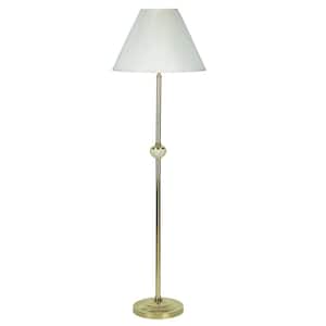 60 in. Ivory Ceramic/Brass Floor Lamp