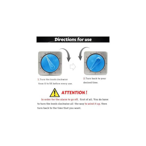 Lynzavix Mechanical Desk Kitchen Timer Blue Analog Display Cooking