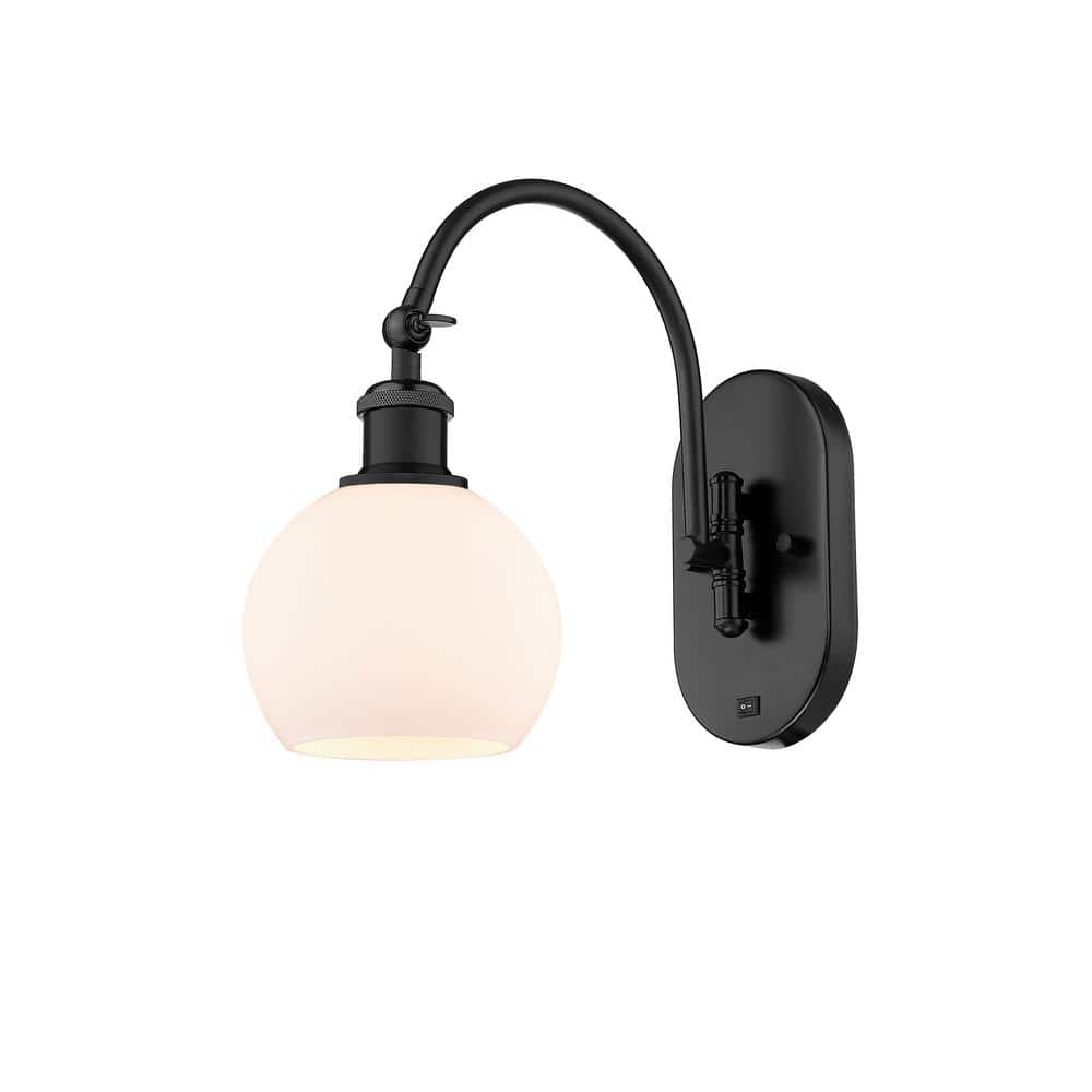 Athens 1-Light Matte Black, Matte White Wall Sconce with White Glass Shade price history on PriceWatchPro