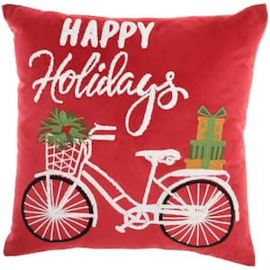 Holiday Red 18 in. x 18 in. Throw Pillow