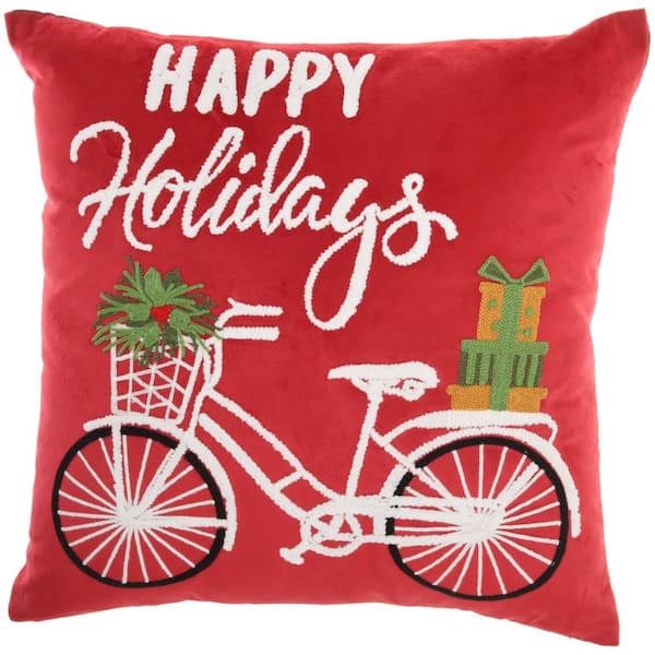 Mina Victory Holiday Red 18 in. x 18 in. Throw Pillow