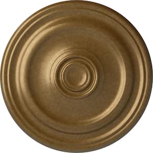 1-1/2 in. x 15-7/8 in. x 15-7/8 in. Polyurethane Kepler Traditional Ceiling Medallion, Pale Gold