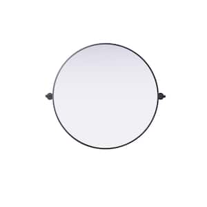 Timeless Home Black 24 in. W x 24 in. H Round Pivot Mirror ...