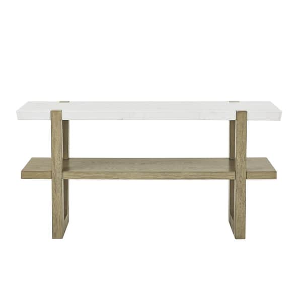Perth 60 in. White Marble Top Sofa Console Table