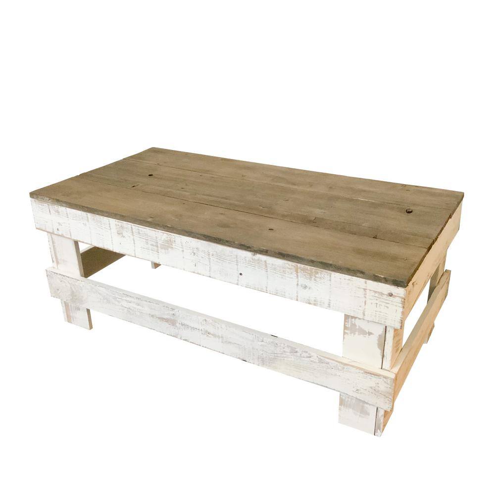 Del Hutson Designs Rustic 38in. long, Dark/White 16 .75in. high, Rectangle Reclaimed  Wood Coffee Table DHD1261whdw - The Home Depot