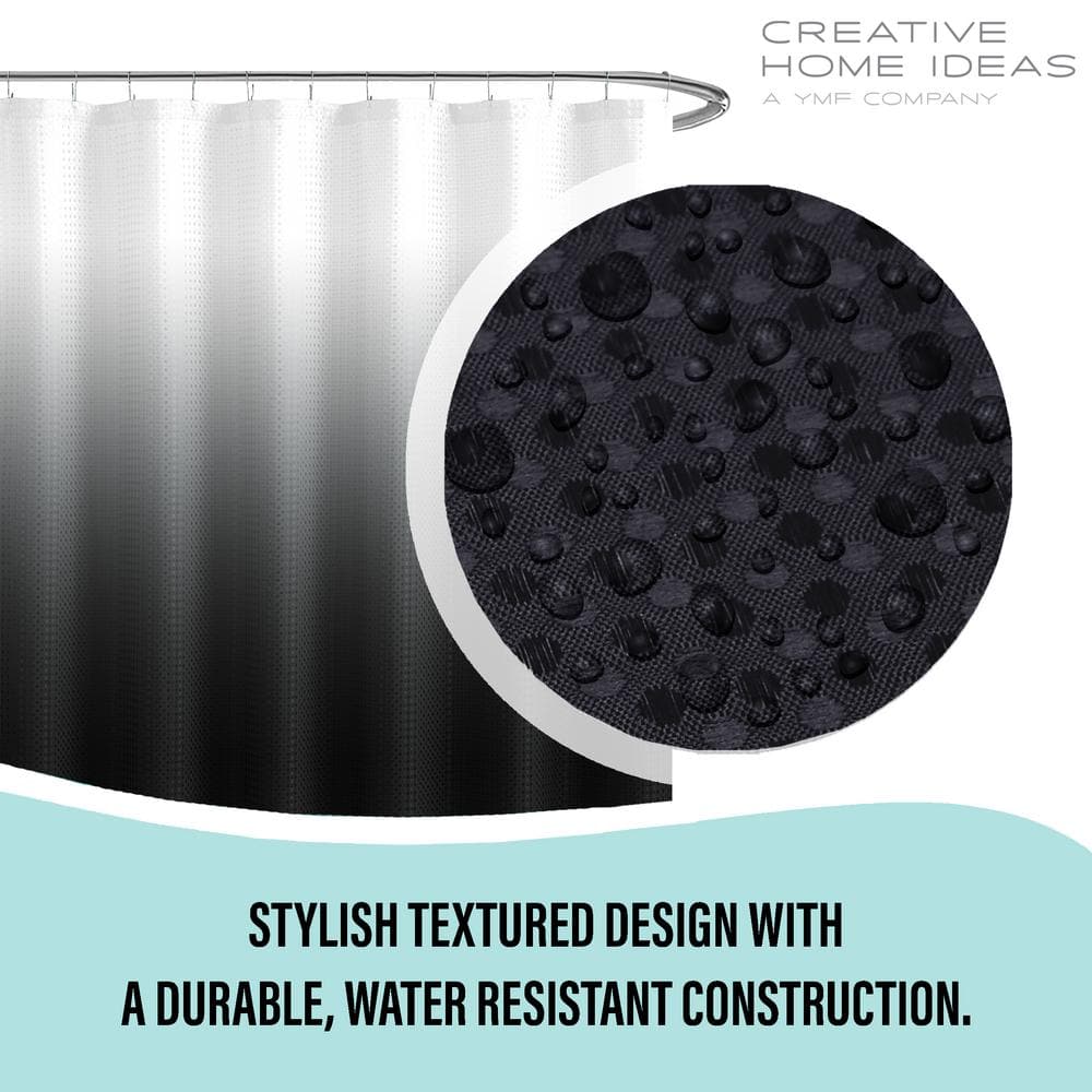 Black and White Ombre PEVA Shower Curtain Set with Hooks
