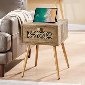 15.8 in. Rustic Oak Square Wood End Table