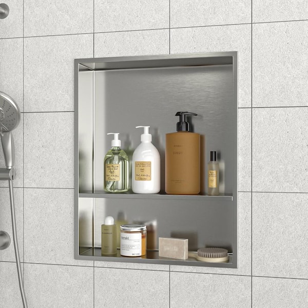 17 in. W x 21 in. H x 3.94 in. D Stainless Steel Shower Niche (Set of 2) Pieces in Brushed Nickel