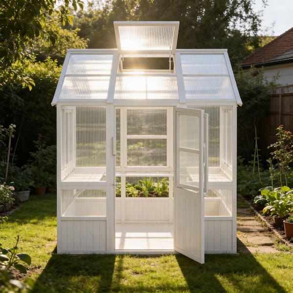 Kingdely All-Weather 5 ft. W x 7 ft. D x 7 ft. H Cedar Wood White
