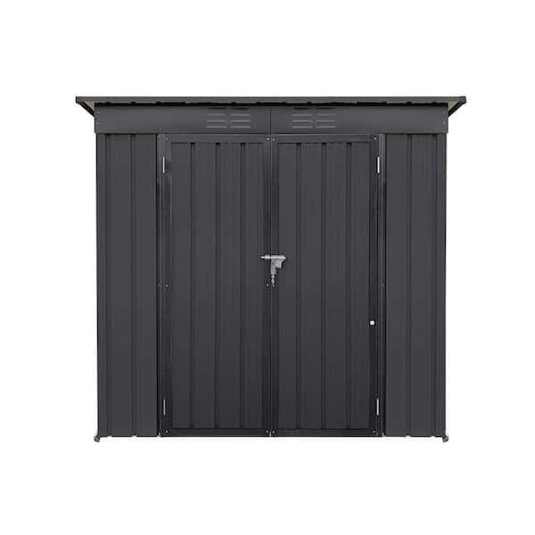 Tenleaf 4 ft. W x 6 ft. D Black Garden Metal Shed with