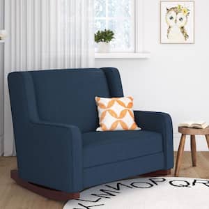 Hadley Upholstered Double Rocker Chair, Blue Velvet