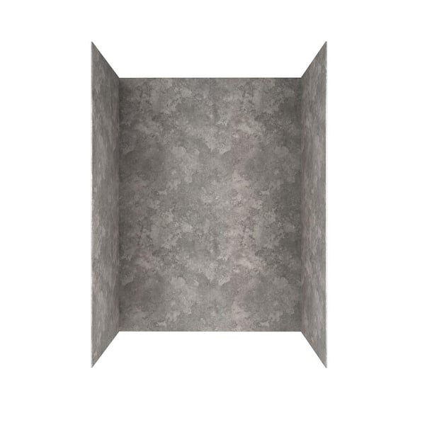 Passage 32 in. x 60 in. x 72 in. 4-Piece Glue-Up Alcove Shower Wall in Gray Concrete