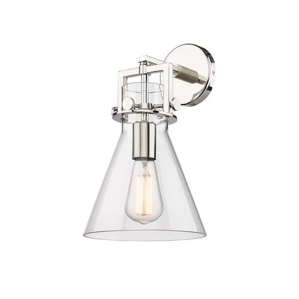 Innovations Newton Cone 1-Light Polished Nickel Wall Sconce with Clear Glass Shade
