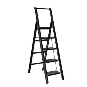 5 ft. 5 Step Steel Folding Multi-Purpose Step Ladder Step Stool with Anti-Slip Wide Pedal (9 ft. Reach)