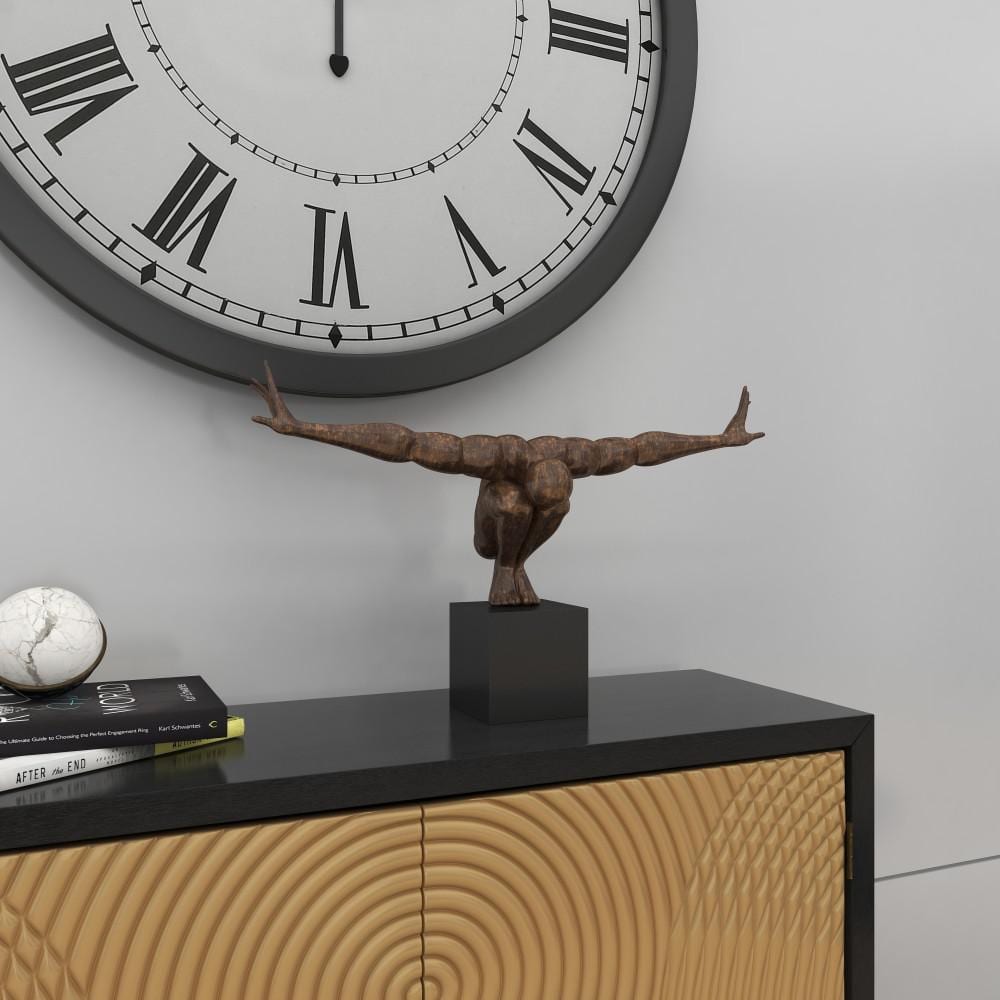 Elegant Bronze Polystone Diver Statue with Black Base - 4" x 20" x 11"