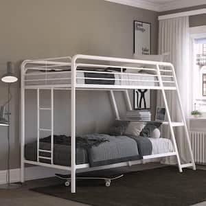 Florian White Twin Over Twin Bunk Bed With Side Desk
