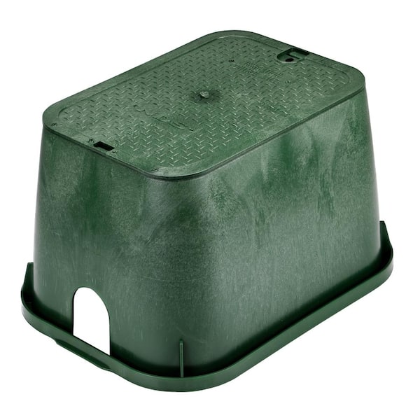 NDS 14 in. X 19 in. Rectangular Standard Series Valve Box & Cover, 12 in. Height, Green Box, Green ICV Cover