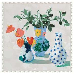 Bungalow Floral Vases by Danhui Nai 1-Piece Floater Frame Giclee Home Canvas Art Print 22 in. x 22 in .