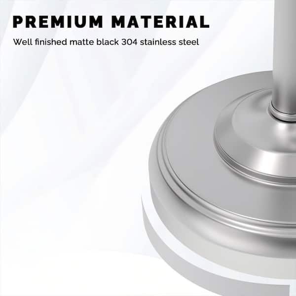 22 in. Stainless Steel Toilet Paper Holder Stand in Brushed Nickel, Post Pivoting Design and Stable Weighted Base