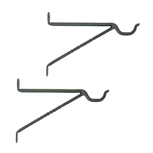 Set of 2 Lantern Metal Brackets w/2 Legs and Decorative Twist, 9.5 in. Long, Black Powder Coat Finish