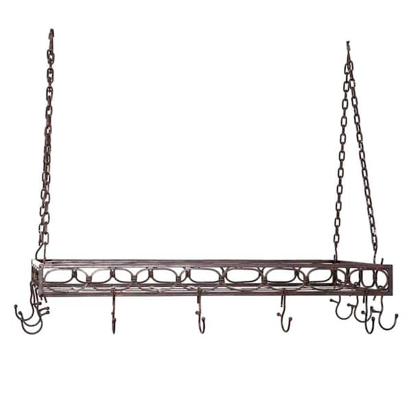 Old Dutch 36 in. x 17.75 in. x 3.25 in. Antique Bronze Rectangular Pot Rack with 16 Hooks-DISCONTINUED