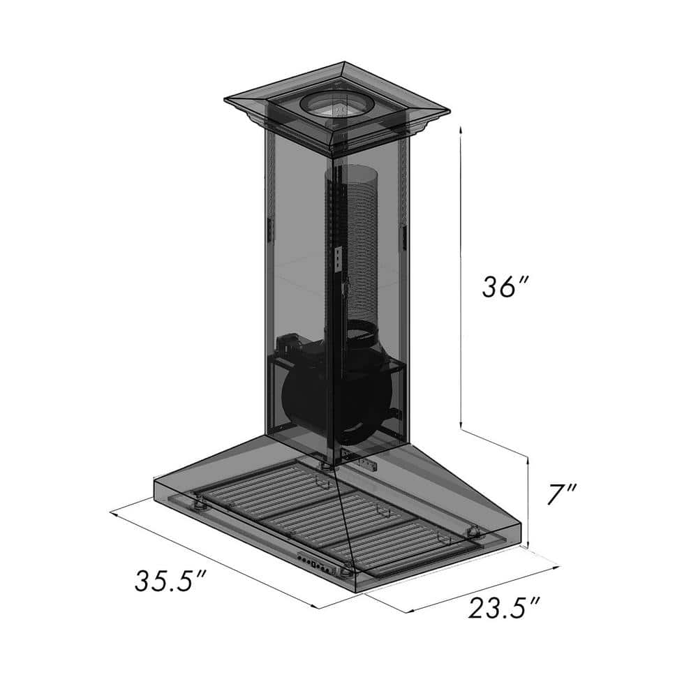 36" Copper Convertible Island Range Hood with Charcoal Filter