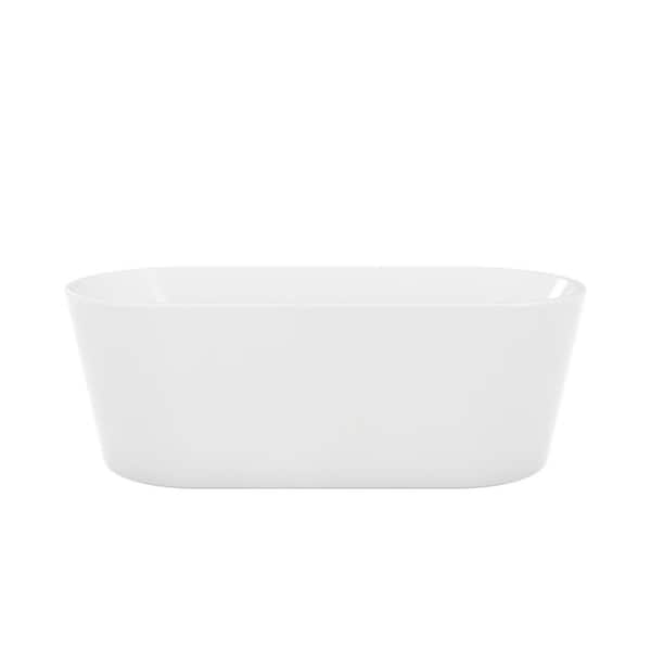 Aqua 66.5 in. L x 29 in. W Acrylic Double Ended Freestanding Soaking Bathtub with Reversible Drain in Brushed Nickel