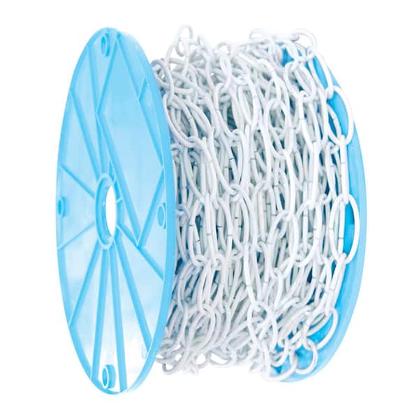 KingChain 50 ft. White Open Oval Decorative Chain Reeled