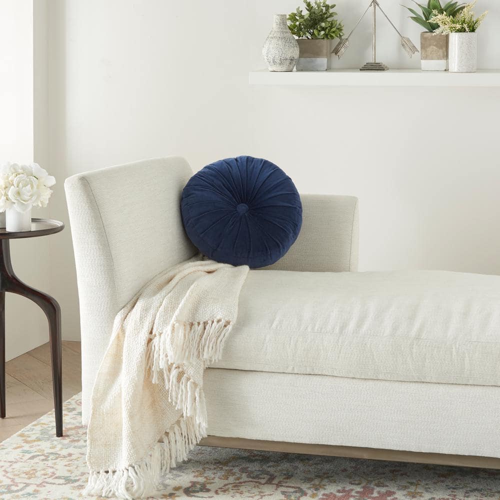 Velvety Navy Ruched 16" Square Floor Pillow Set - Elegance for Home
