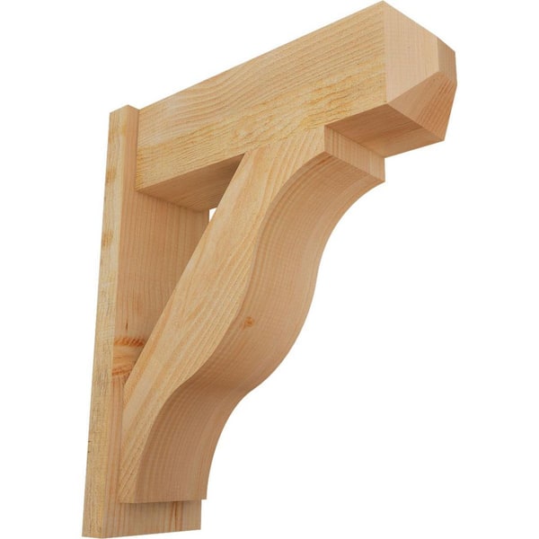 Ekena Millwork 8 in. x 28 in. x 24 in. Douglas Fir Fuston Craftsman Rough Sawn Outlooker