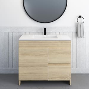 Mace 36 in. W x 20 in. D Single Sink Bathroom Vanity Right Side Drawers In White Oak With Acrylic Integrated Countertop