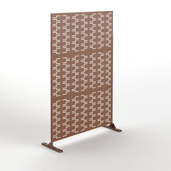 TIRAMISUBEST Brown 3.93 ft. W x 6.33 ft. H Galvanized steel Privacy Mesh Screening (Set of 3) (Pattern 5)