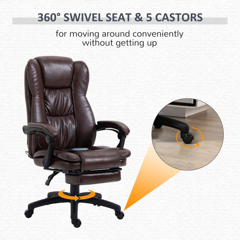 Brown Quilted-Tufted Leather High Back Swivel Executive Chair
