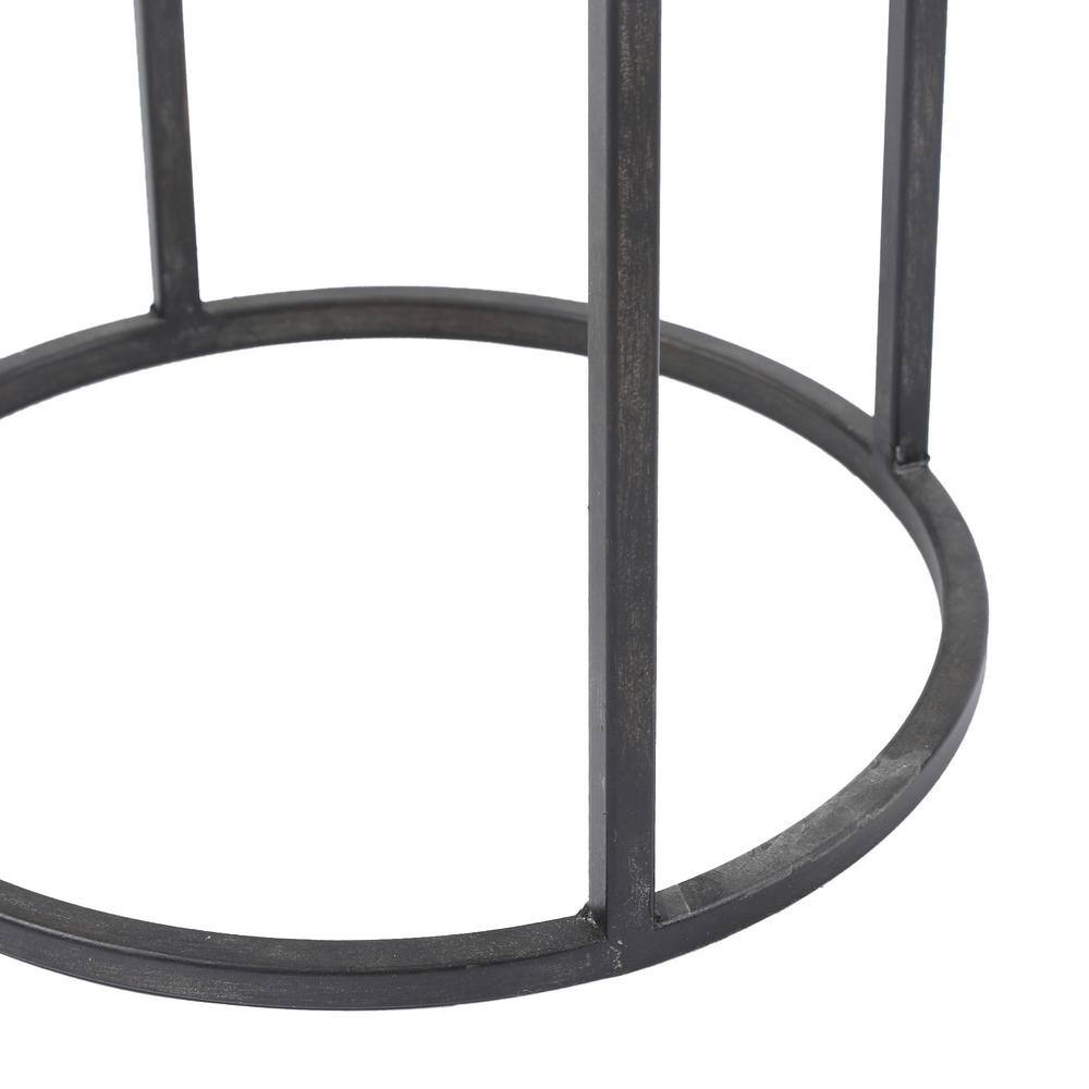LuxenHome 2-Piece Black Metal and Glass Round Accent Tables