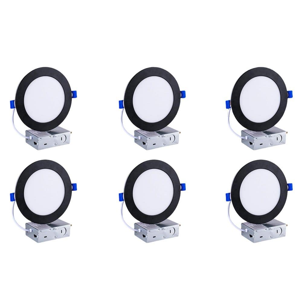 6.7 in. Can Less Integrated LED Recessed Light with Night Light, 12-Watt 1200 Lumens, 5CCT 2700K-5000K, Black (6-Pack) price history on PriceWatchPro