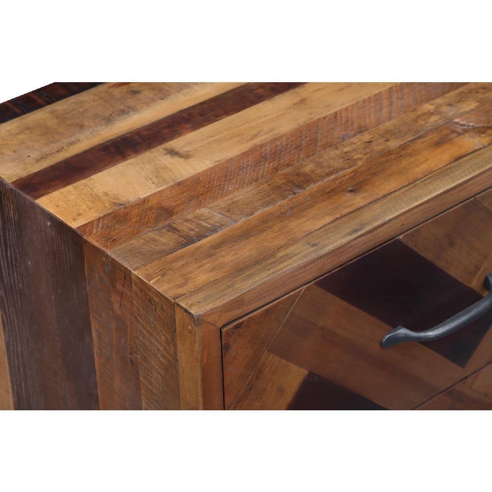 Benton Natural Oak Wood Chevron Pattern 3-Drawer Nightstand