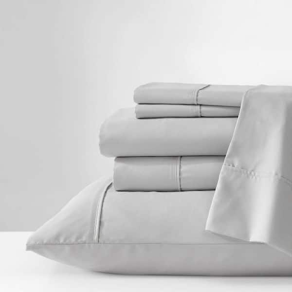 KCNY Solution Solid 4-Piece Grey Microfiber Twin Sheet Set