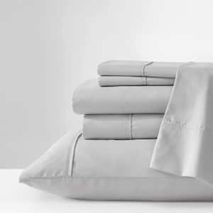 KCNY Solution Solid 6-Piece Grey Microfiber Full Sheet Set