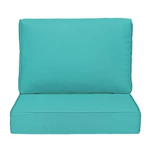 18.5 in. x 22.9 in Outdoor Chair Cushions 2-Piece Deep Seat and Backrest Cushion Set for Patio Furniture in Pool Blue
